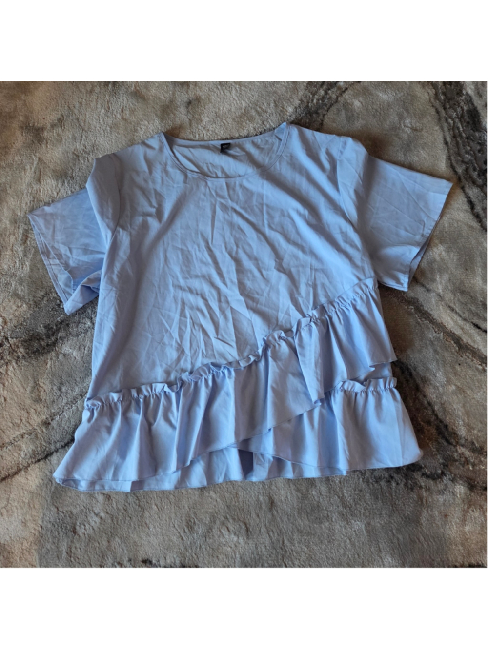 SHEIN Curve Blue Ruffle Hem Blouse Size 4X fits 1X best